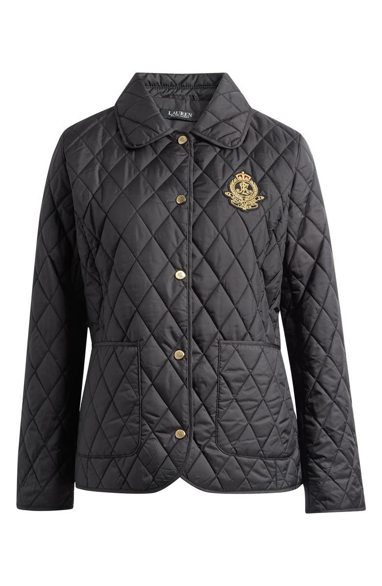 Lauren Ralph Lauren Crest Detail Quilted Jacket, Alternate, color, Black