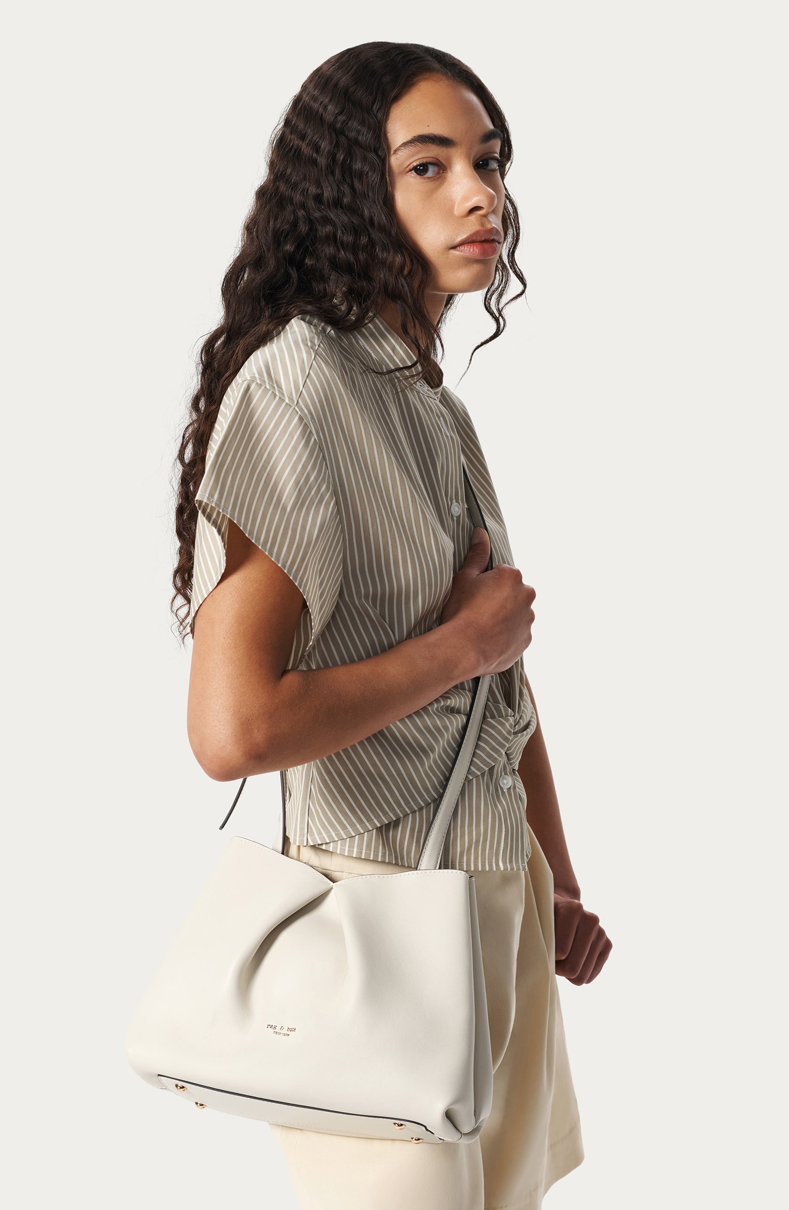 rag & bone Medium Bloom Leather Crossbody Bag, Alternate, color, Antique White