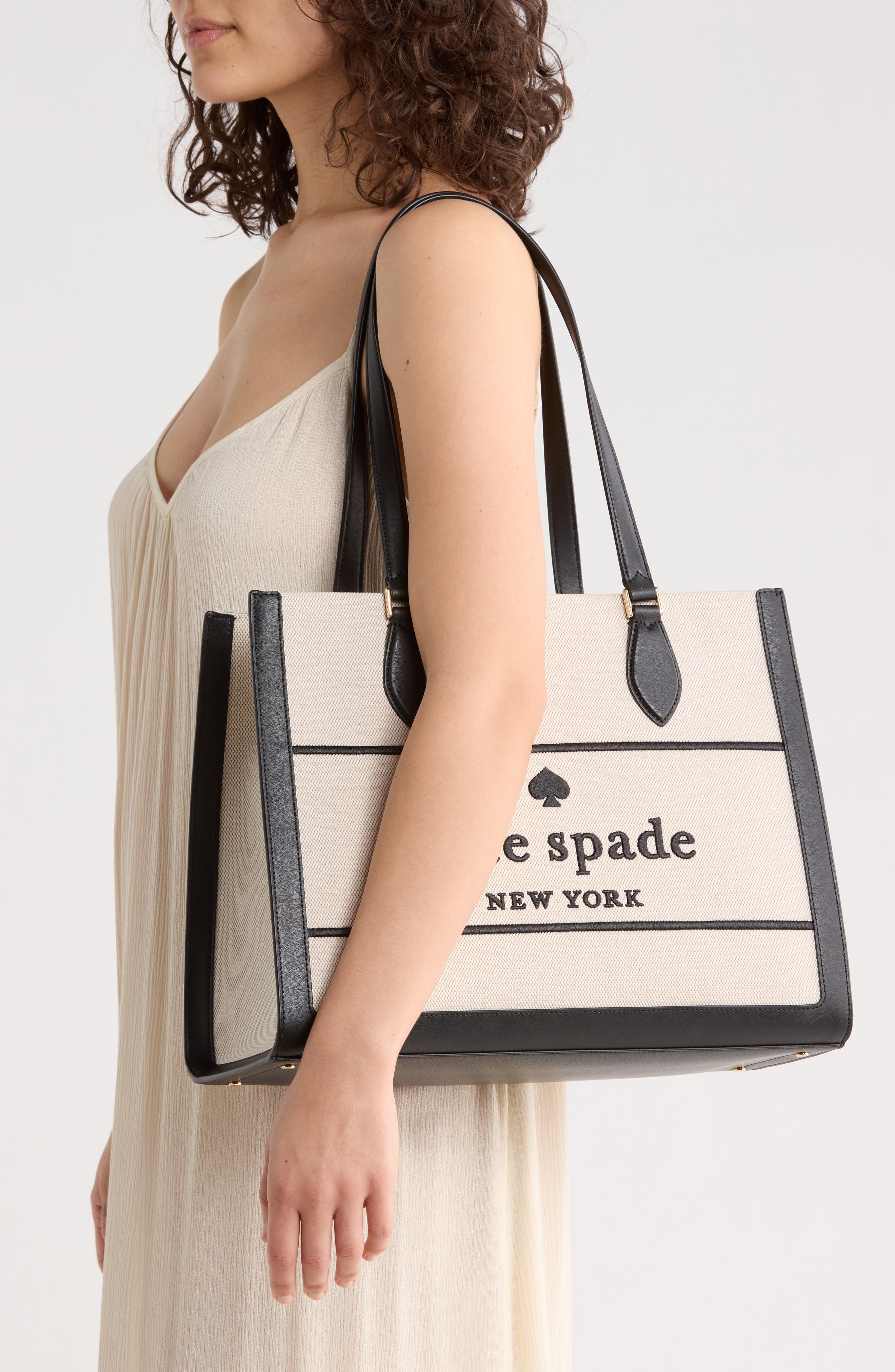 Kate Spade New York ellie large canvas tote bag, Alternate, color, Black Multi