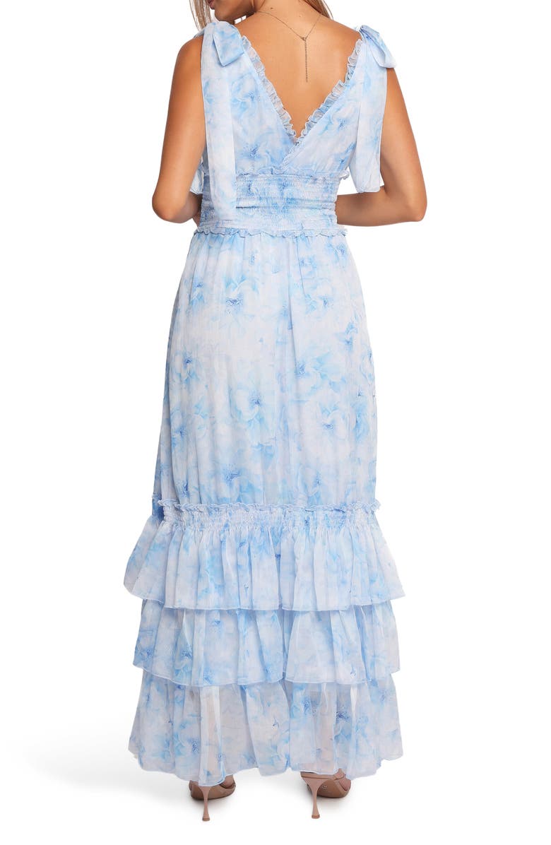 Petal & Pup Fionna Ruffle Tiered Maxi Dress, Alternate, color, Blue Floral
