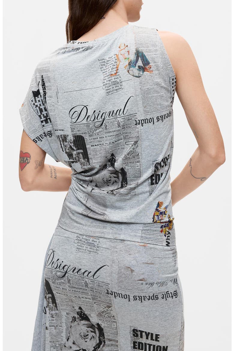 Newspaper Print Short Sleeve T-Shirt, Alternate, color, GRAY