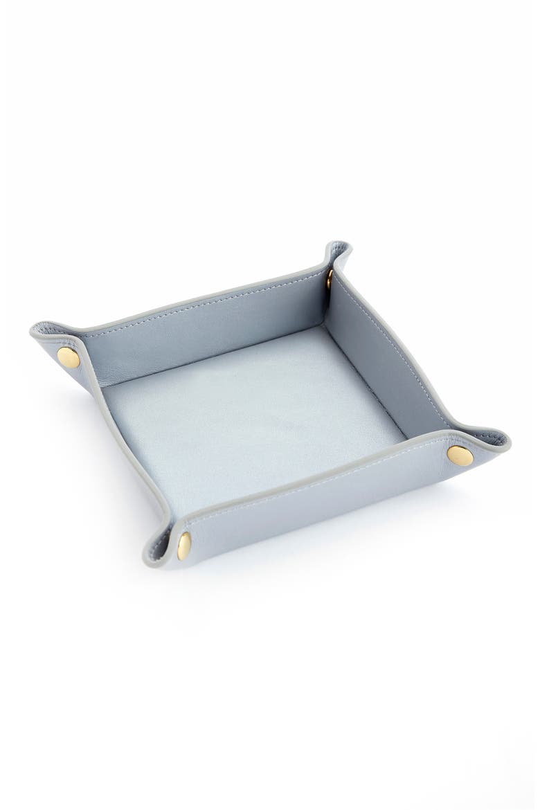 Catchall Leather Valet Tray, Main, color, SILVER