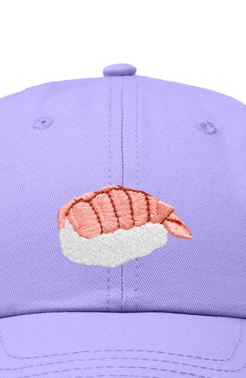 Dalix Shrimp Sushi Embroidered Dad Cap In Lavender