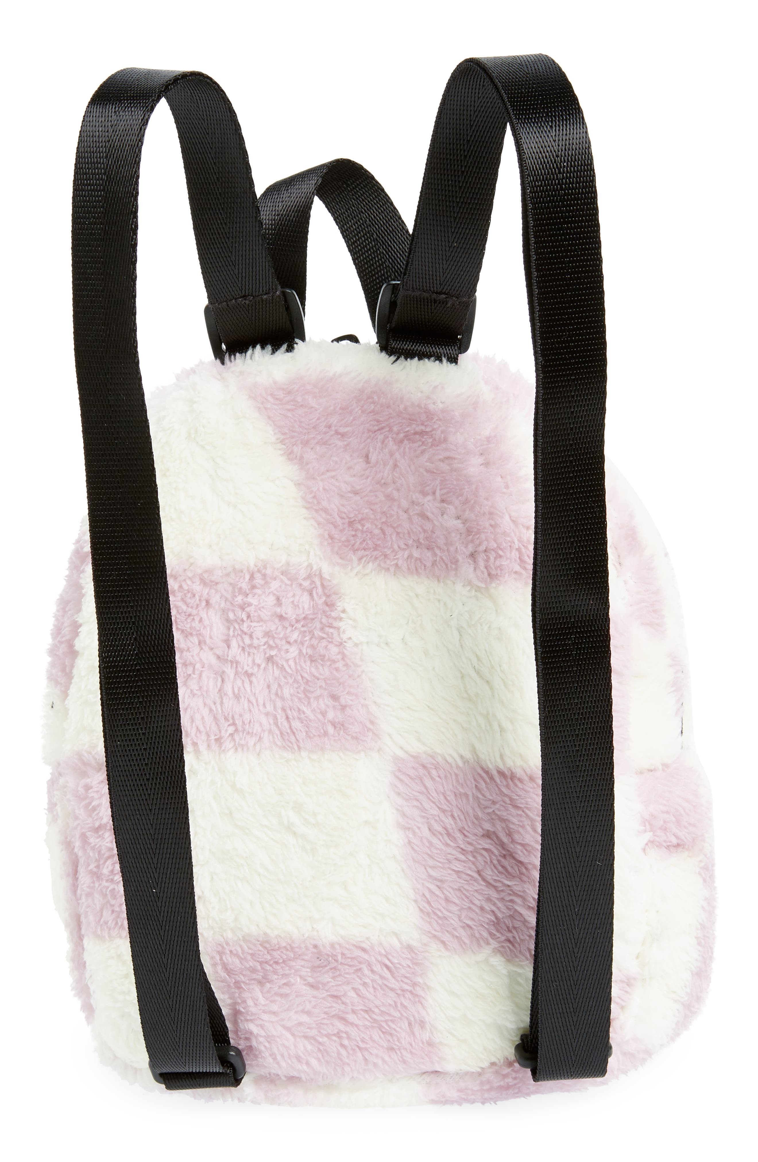 Vans Black Sheep Checkerboard Faux Fur Backpack, Alternate, color, 