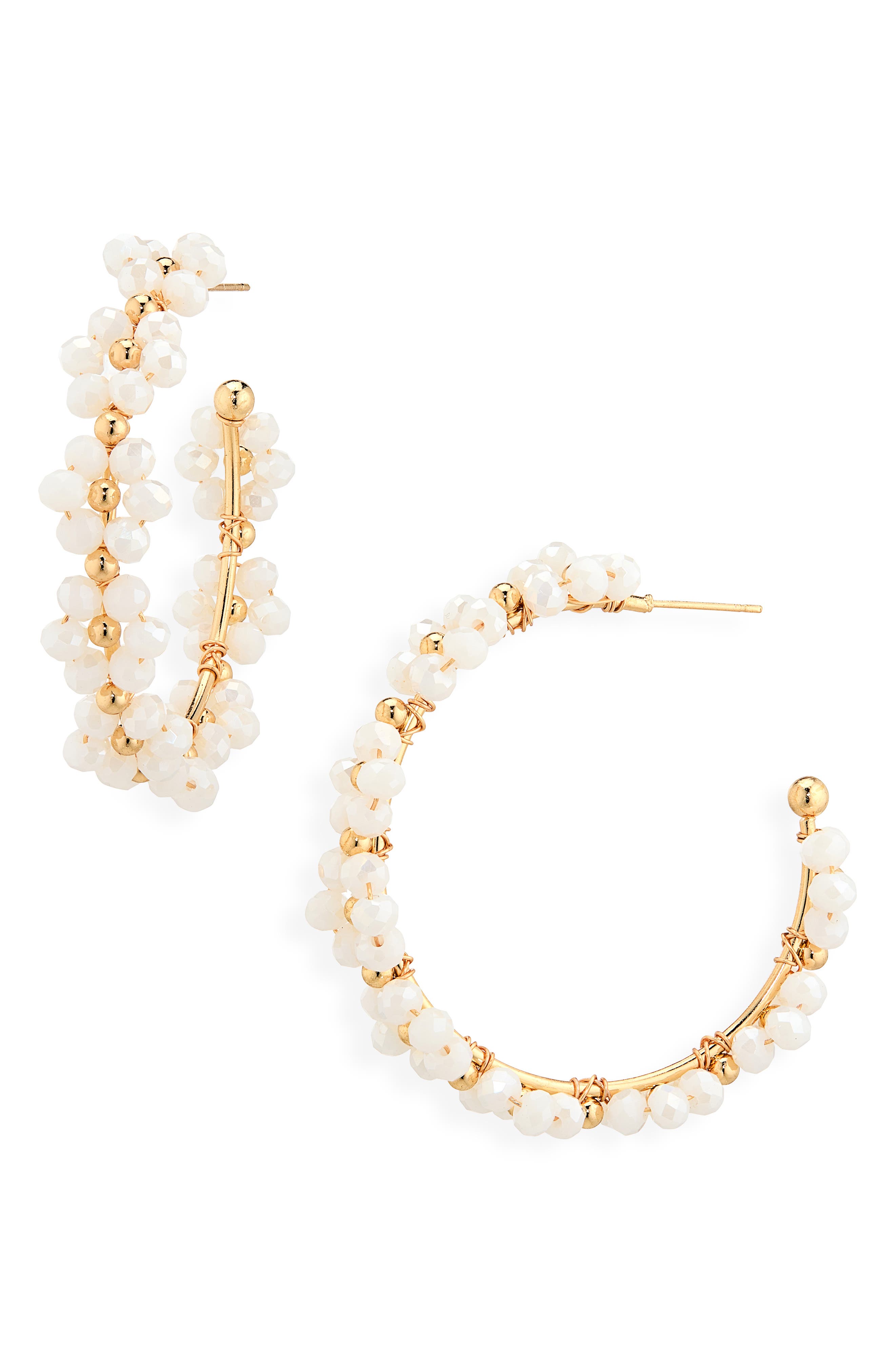 Cara Beaded Flower Hoop Earrings
