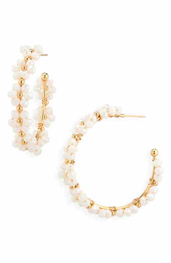 Beaded Flower Hoop Earrings