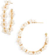 Cara Beaded Flower Hoop Earrings