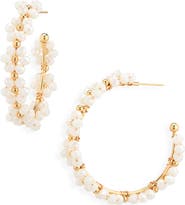 Cara Beaded Flower Hoop Earrings