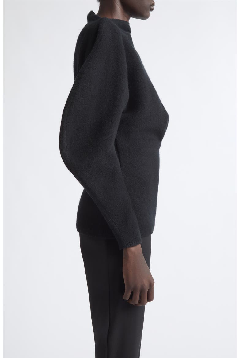 Puff Sleeve Wool & Cashmere Sweater, Alternate, color, BLACK