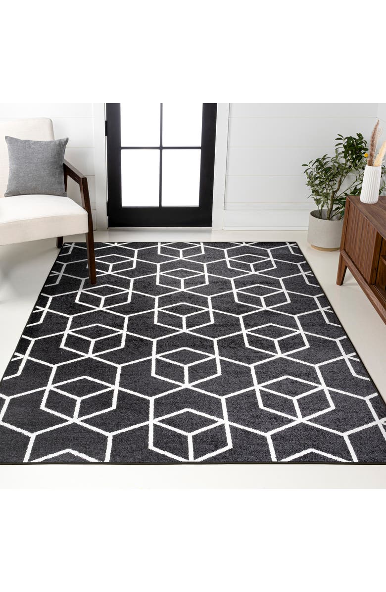 JONATHAN Y Tumbling Blocks Modern Geometric Area Rug, Alternate, color, Black/White