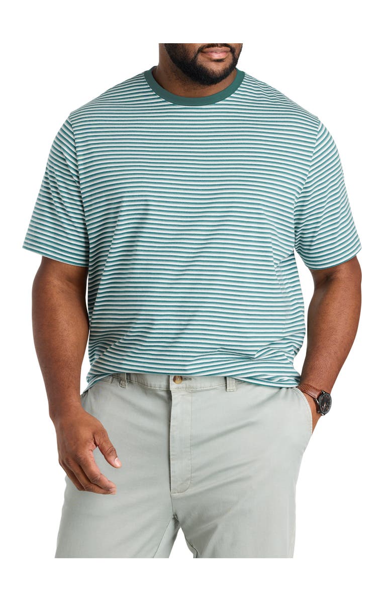 Harbor Bay by DXL Big & Tall Moisture-Wicking Multi-Striped T-Shirt, Main, color, North Sea