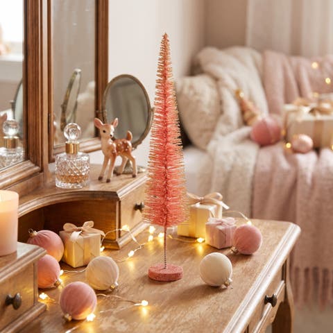 Glitter Flocked Bottle Brush Tree