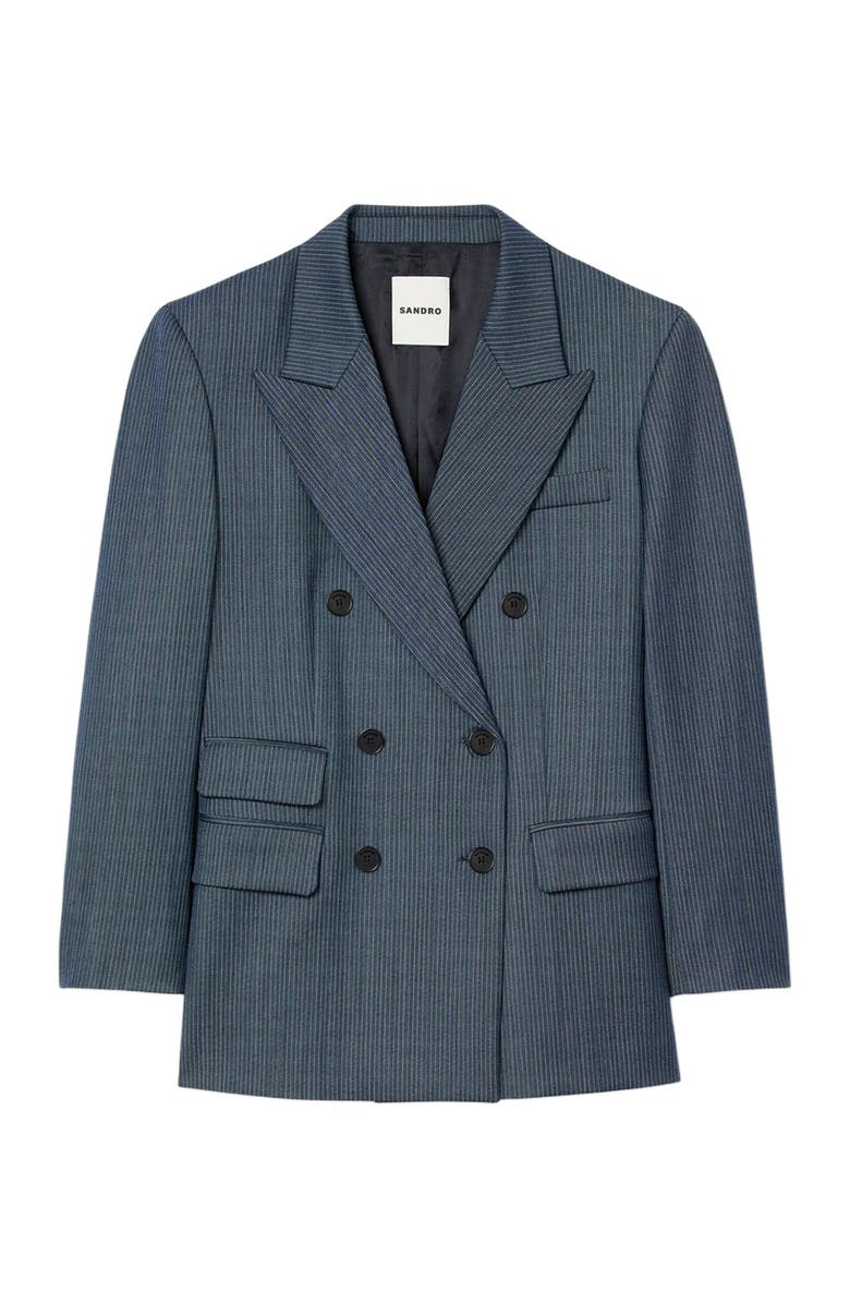 SANDRO Striped tailored jacket, Alternate, color, Blue