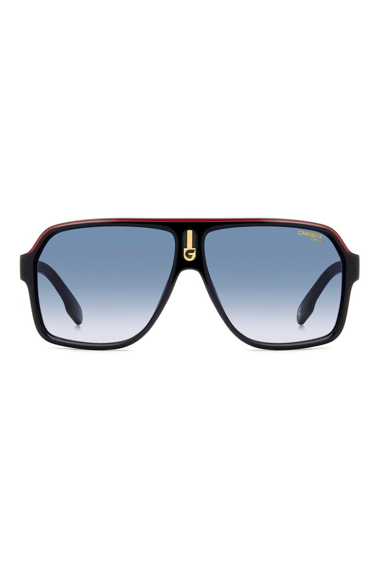 62mm Oversize Gradient Rectangular Sunglasses, Main, color, BLACK GOLD/ DK BLUE SF