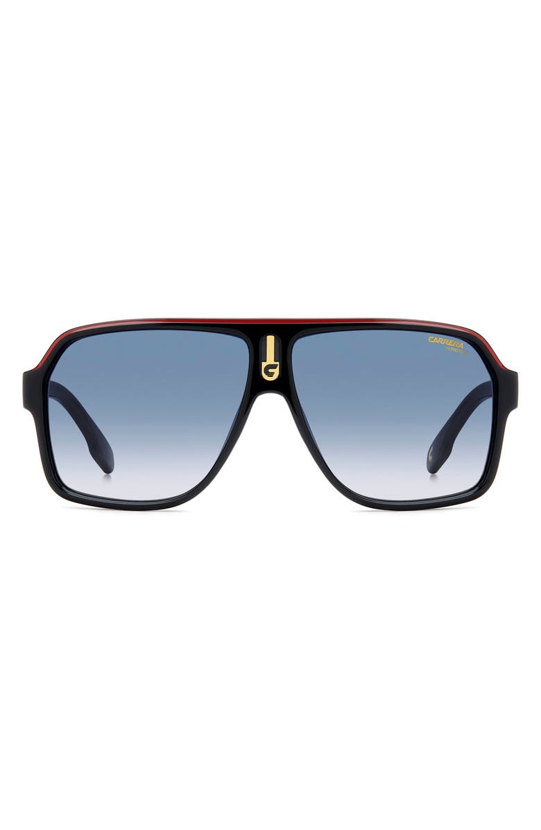 Carrera Eyewear 62mm Oversize Gradient Rectangular Sunglasses, Main, color, Black Gold/ Dk Blue Sf