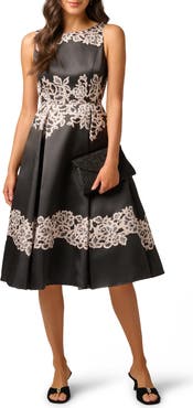 Adrianna Papell Lace Print Mikado Cocktail Dress