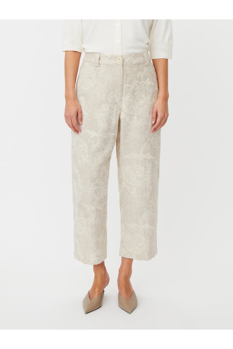 Mapaelith Embroidered Cropped Trousers, Main, color, Natural