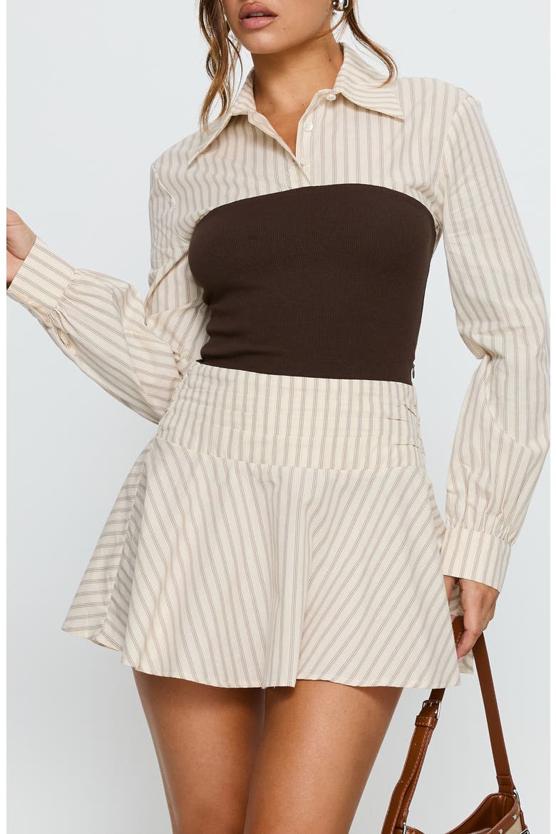 Belva Layered Corset Minidress, Main, color, BROWN STRIPE