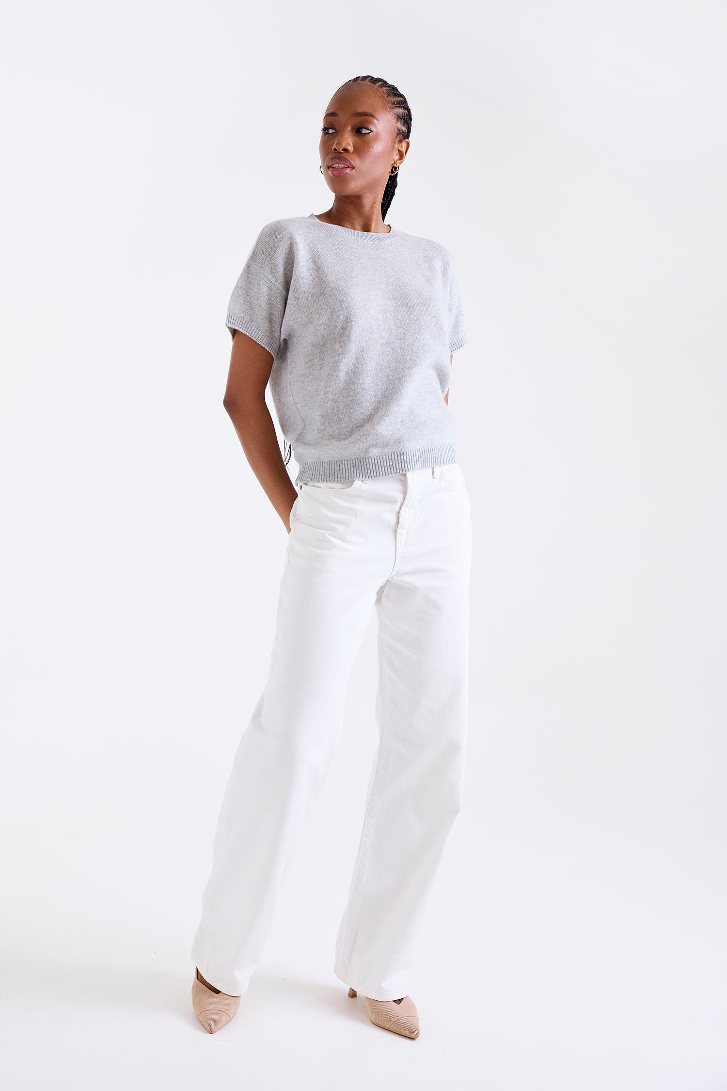 Esme Short Sleeve 100% Cashmere Top - image 2