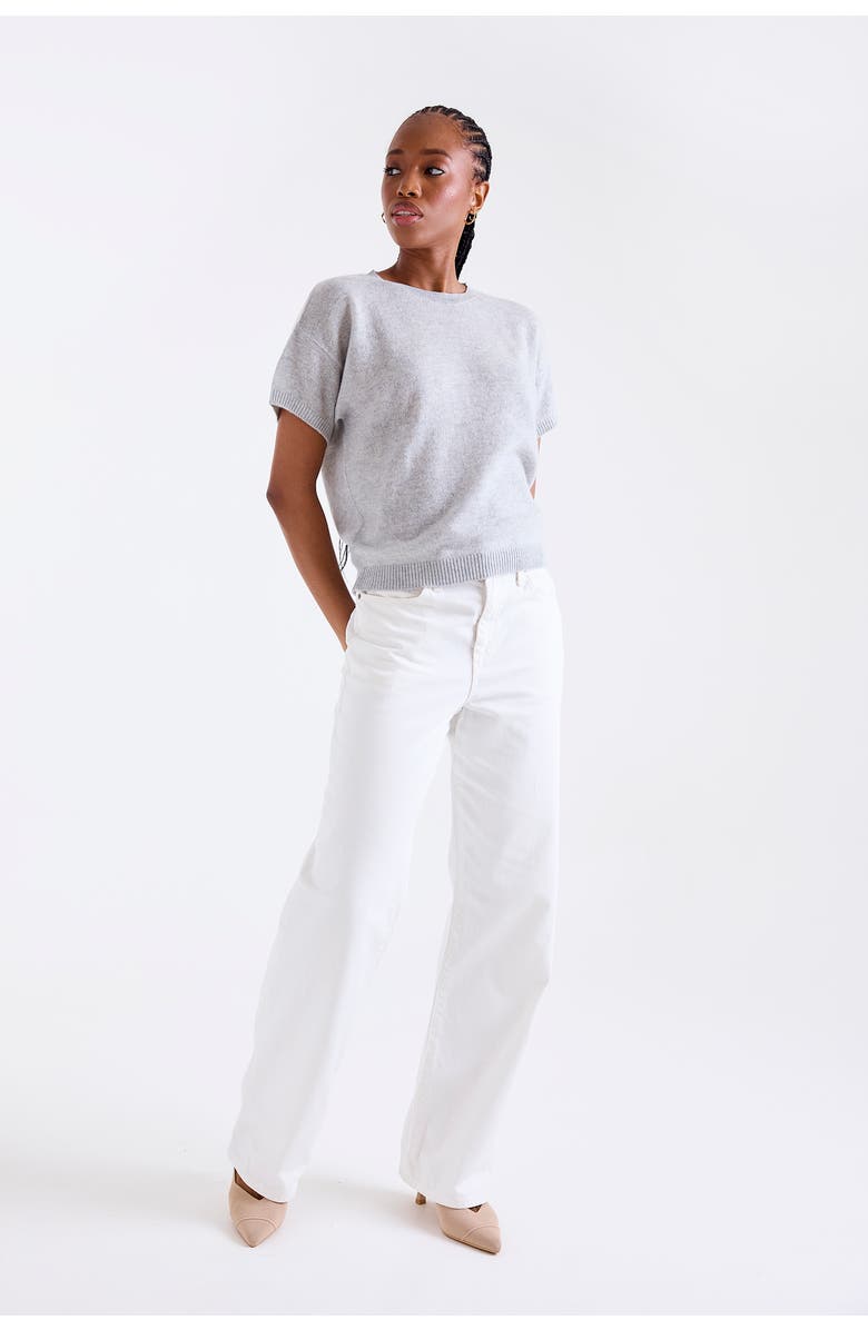 1982 Esme Short Sleeve 100% Cashmere Top, Alternate, color, Super Grey