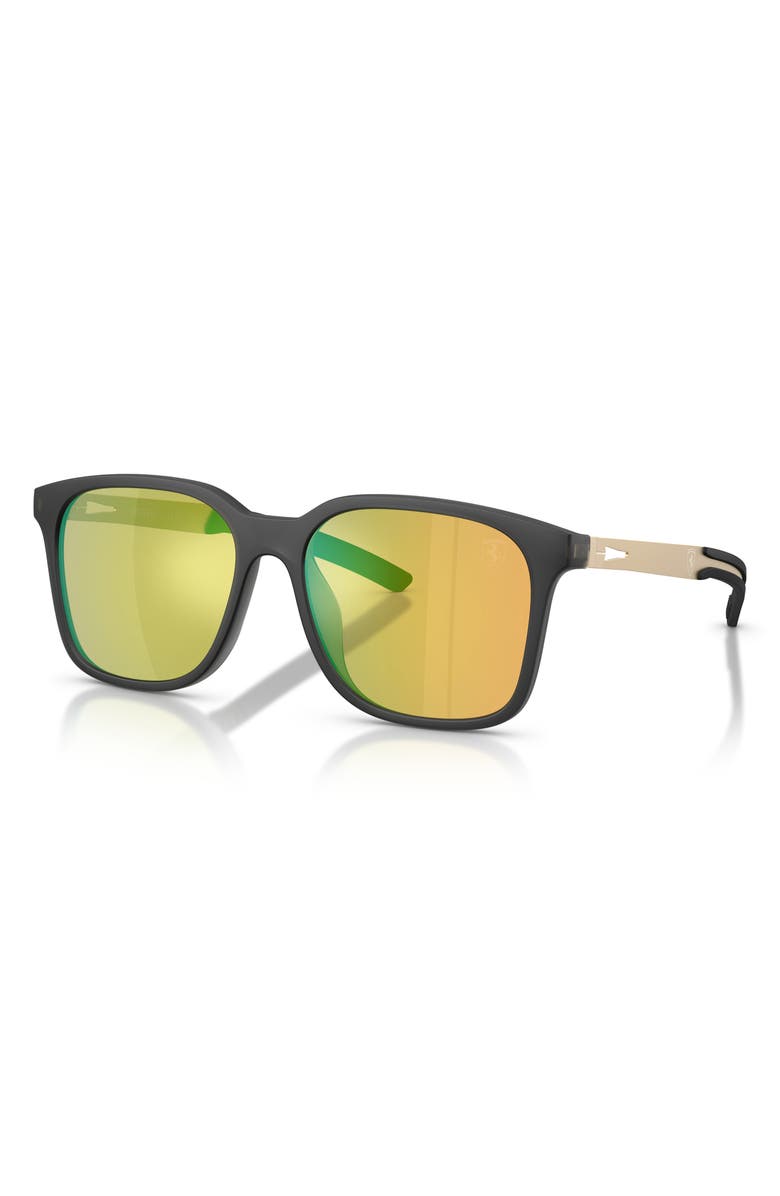 Scuderia Ferrari 57mm Square Sunglasses, Alternate, color, Black Matte / Yellow