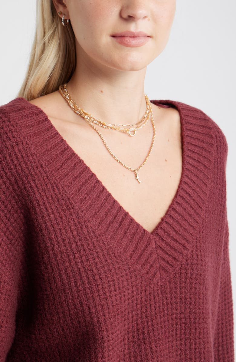 BP. V-Neck Thermal Sweater, Alternate, color, Burgundy Tannin