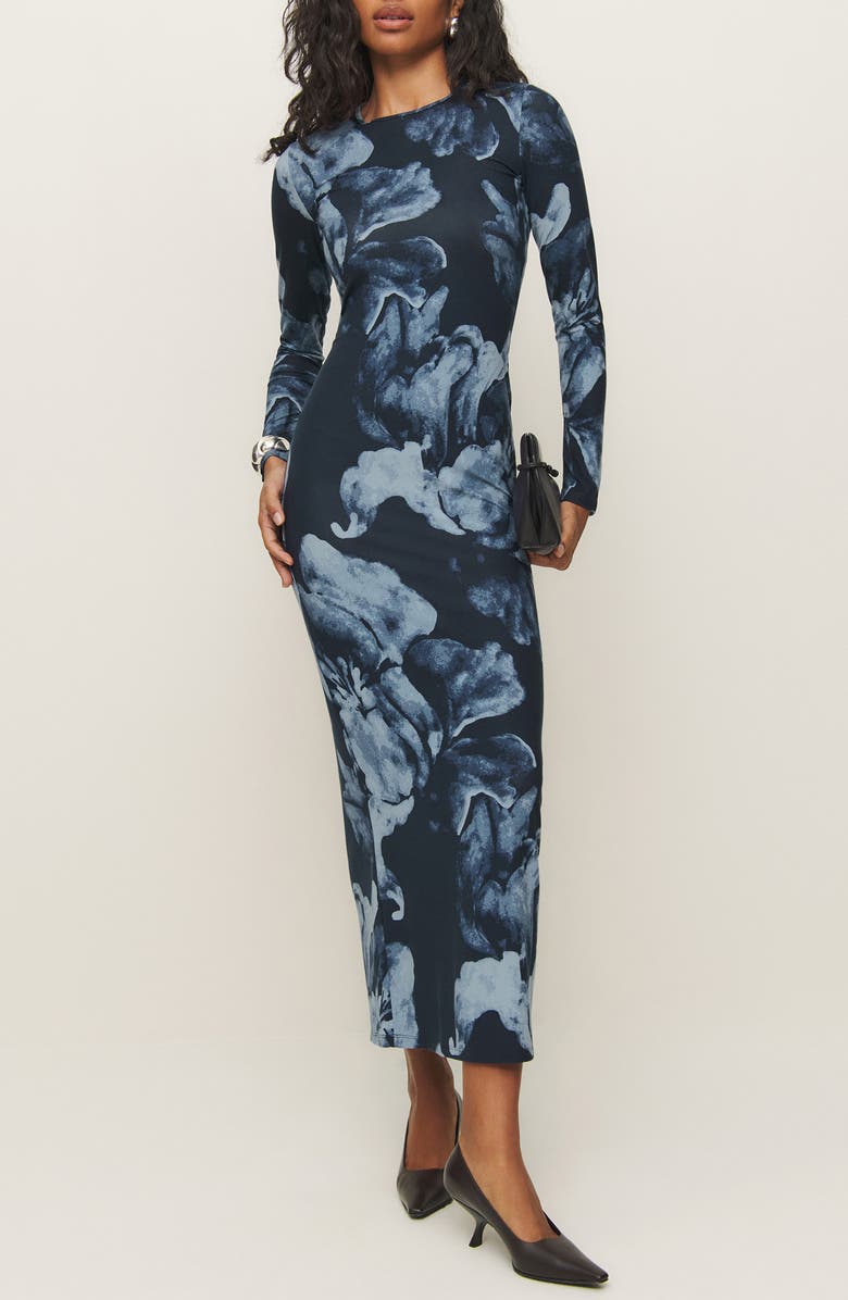 Reformation Tommie Long Sleeve Stretch Dress, Main, color,