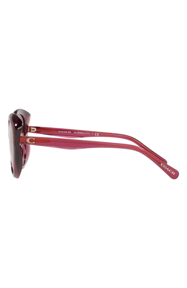 COACH 54mm Round Sunglasses, Alternate, color, Wine