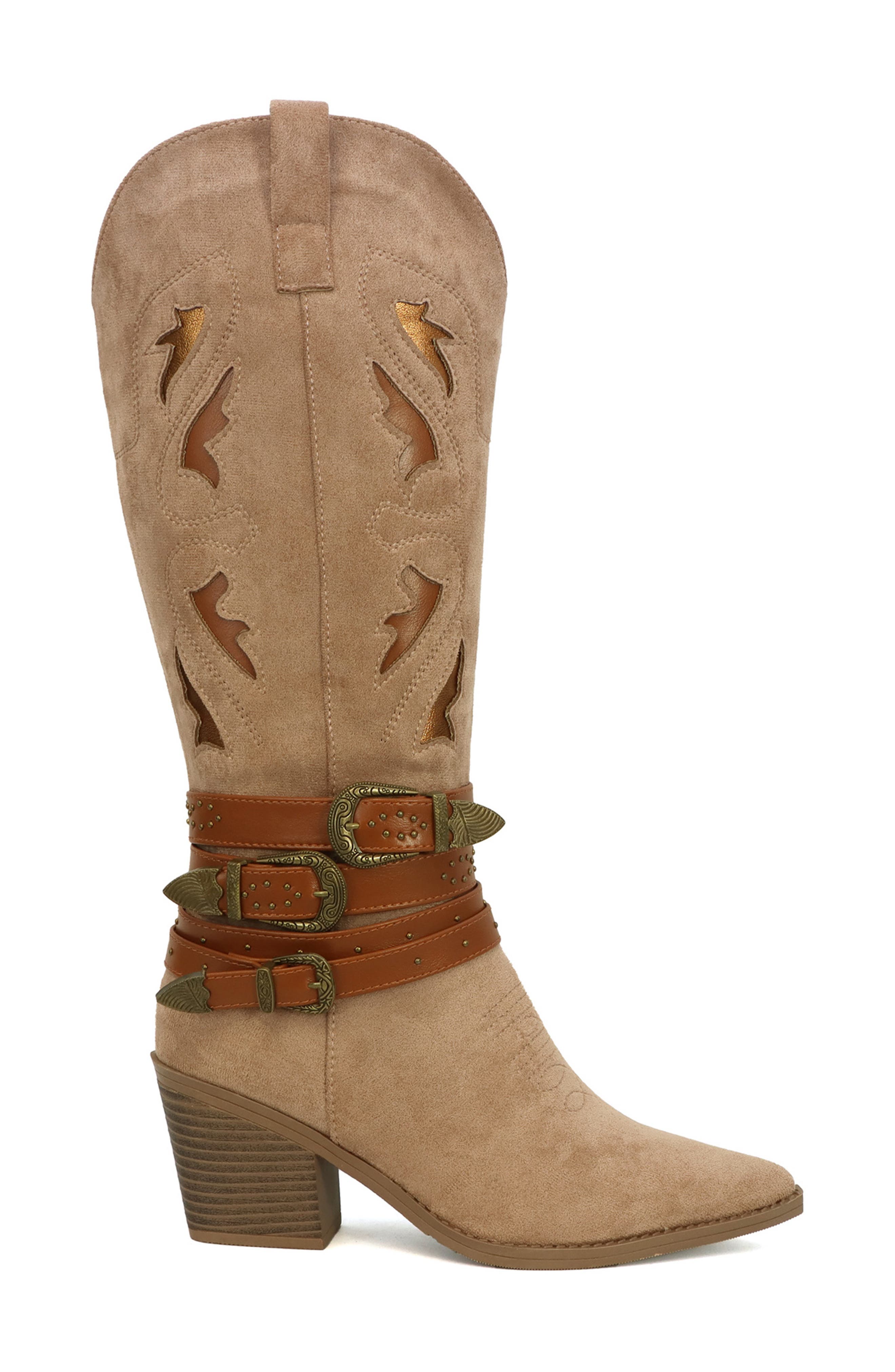 YOKI Gayle Wraparound Belt Western Boot, Alternate, color, Beige