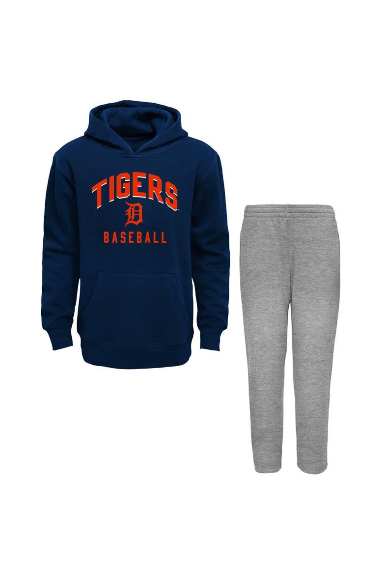 Toddler Navy/Gray Detroit Tigers Play-By-Play Pullover Fleece Hoodie & Pants Set, Main, color, Navy