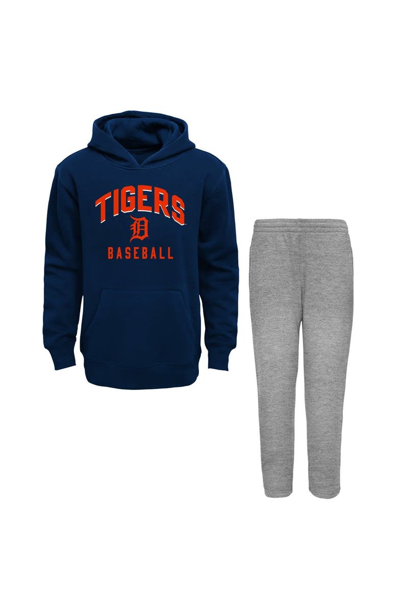 Outerstuff Toddler Navy/Gray Detroit Tigers Play-By-Play Pullover Fleece Hoodie & Pants Set, Main, color, 