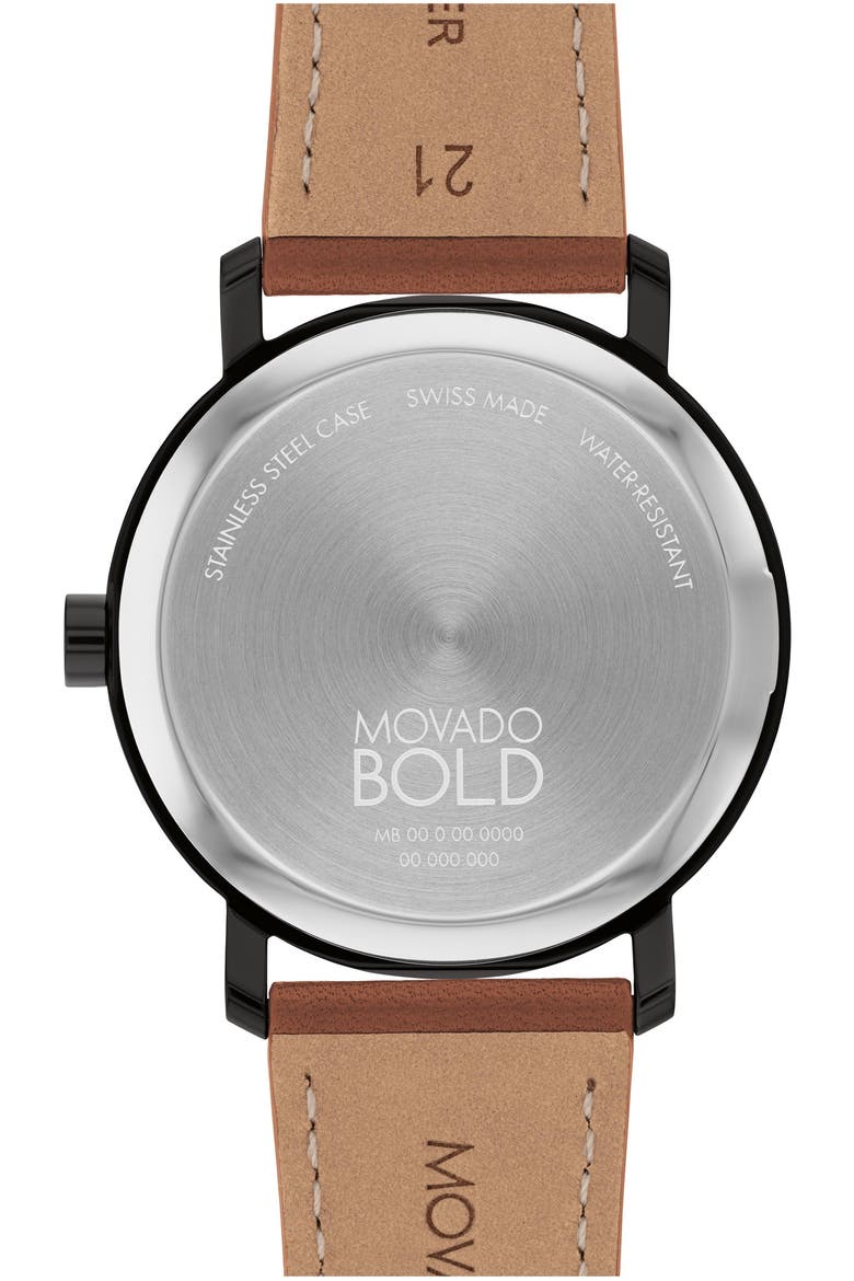 Bold Evolution 2.0 Leather Strap Watch, 40mm, Alternate, color, BLACK/ BROWN