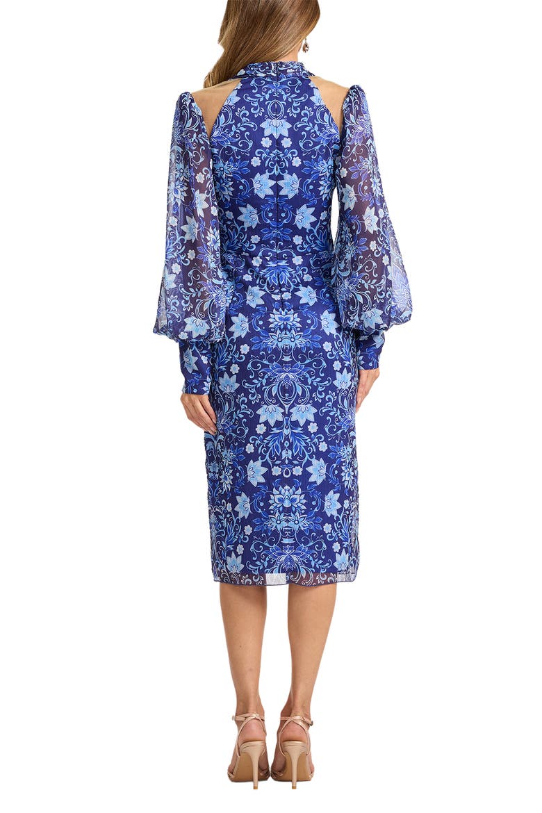 Floral Long Sleeve Cocktail Dress, Alternate, color, BLUE IRIS/ MULTI