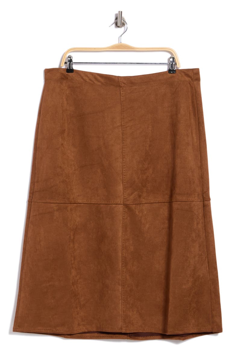 A-Line Faux Suede Skirt, Alternate, color, SADDLE