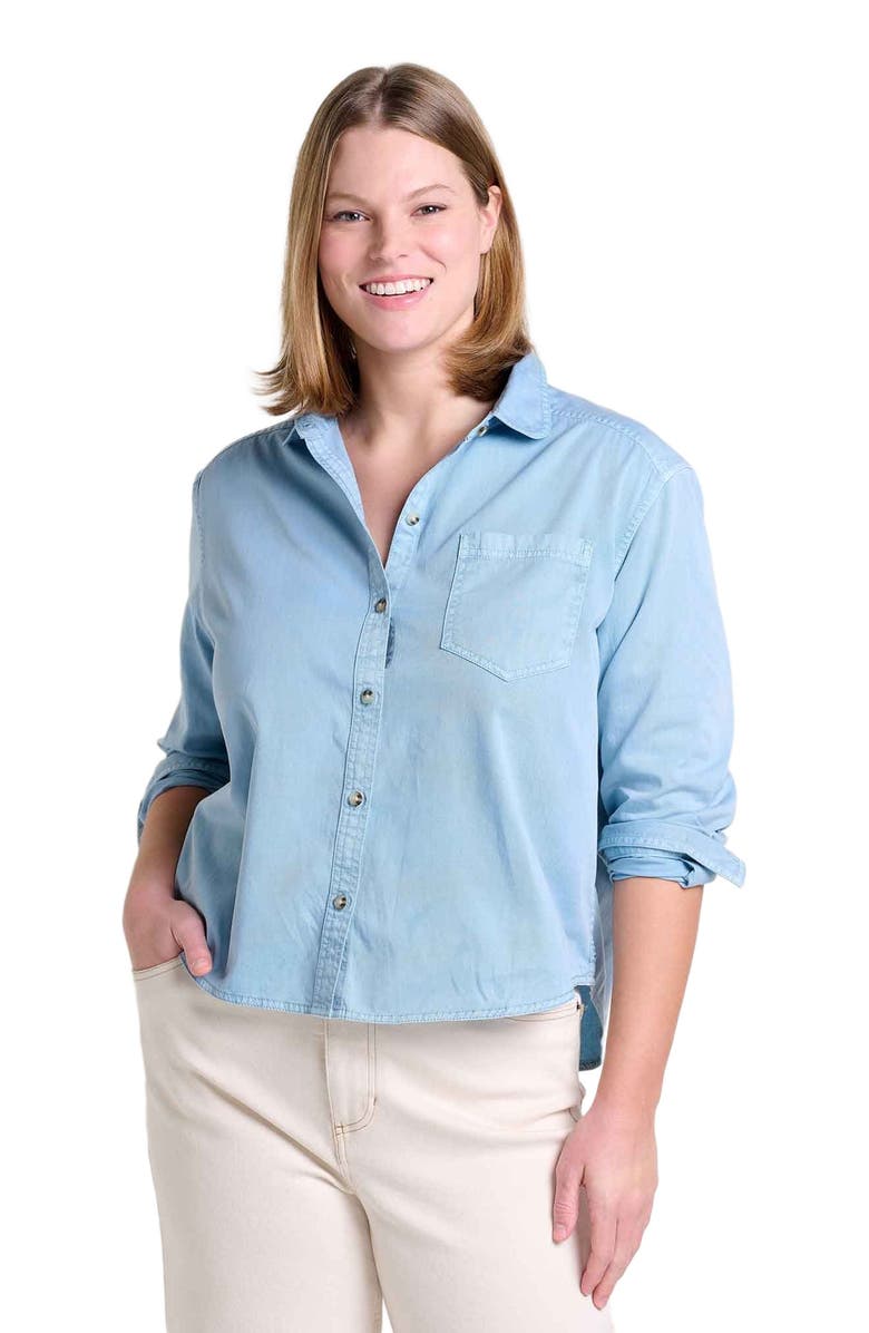 Toad & Co Women's Arroyo Twill Boxy Long Sleeve Shirt, Alternate, color, Skyway