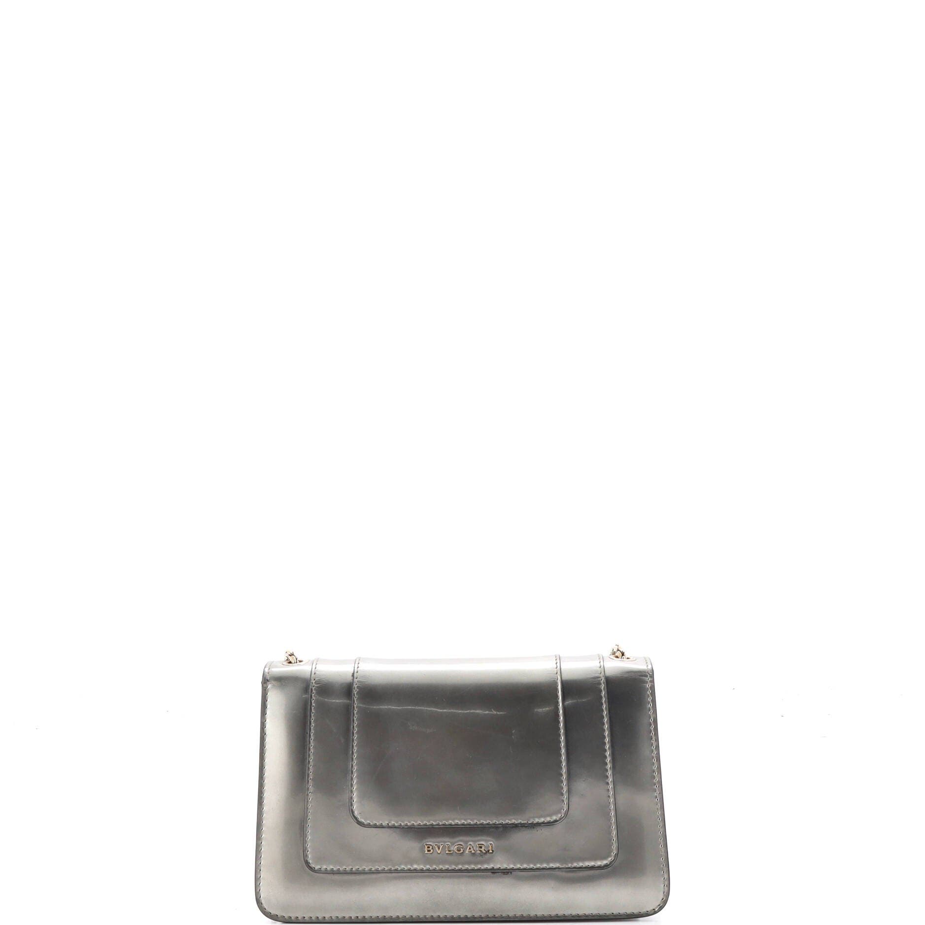 Serpenti Forever Shoulder Bag Metallic Leather Small, Alternate, color, Metallic Silver