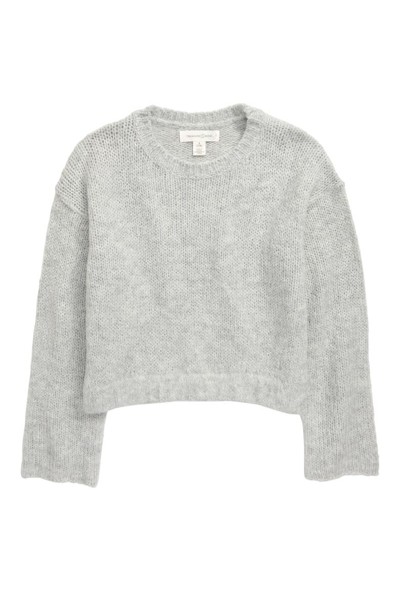 Flare Sleeve Sweater, Main, color, GREY ASH HEATHER