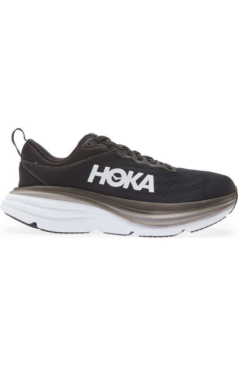 HOKA Bondi 8 Running Shoe, Alternate, color, Black / White