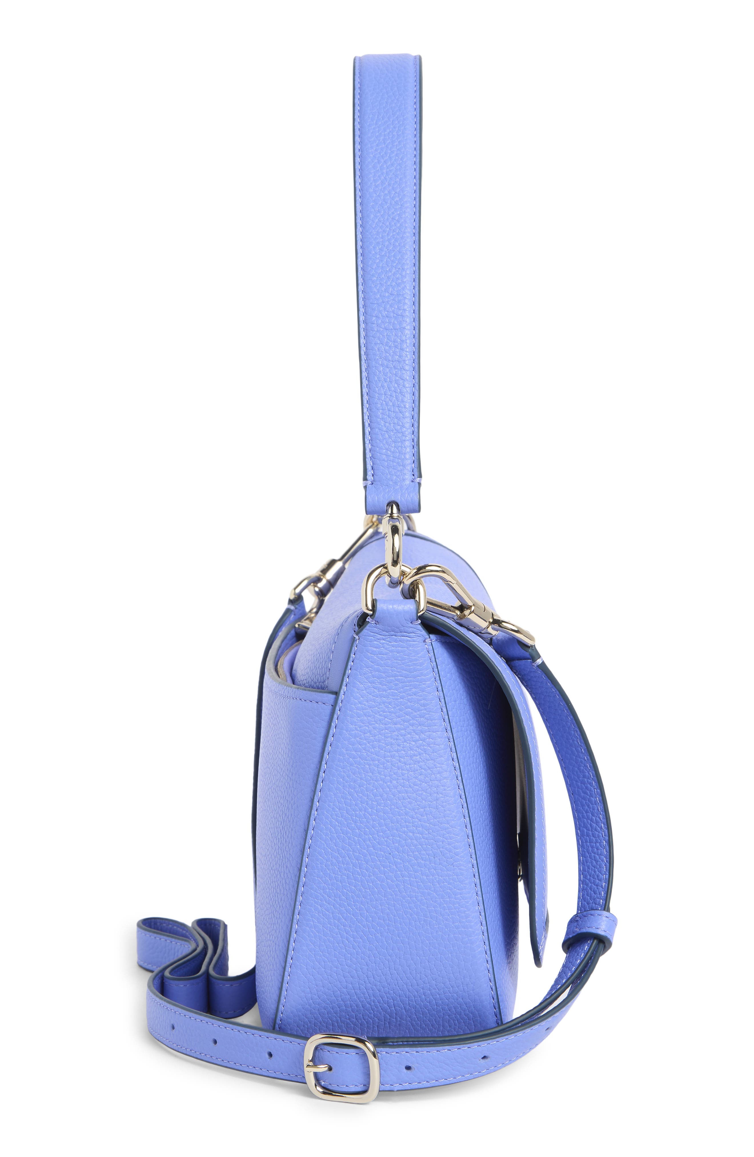 hudson pebble leather shoulder bag, Alternate, color, DARK PERIWINKLE