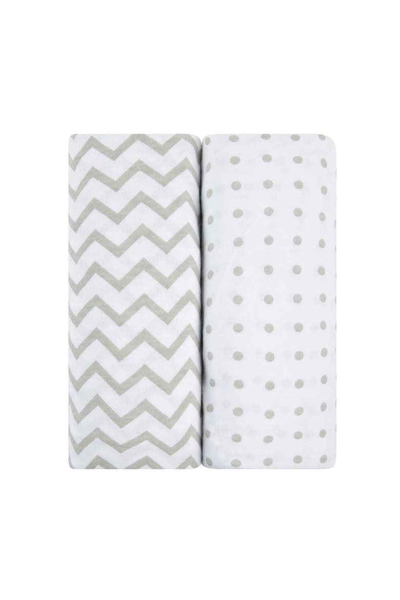 Baby Changing Pad Cover - Cradle Sheet 2 Pack, Main, color, Grey Chevron & Polka Dot