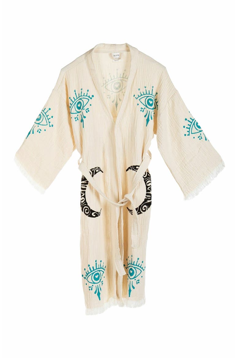 Maia - Moon Eye Handmade Cotton Robe Cover-Up, Main, color, Off-White