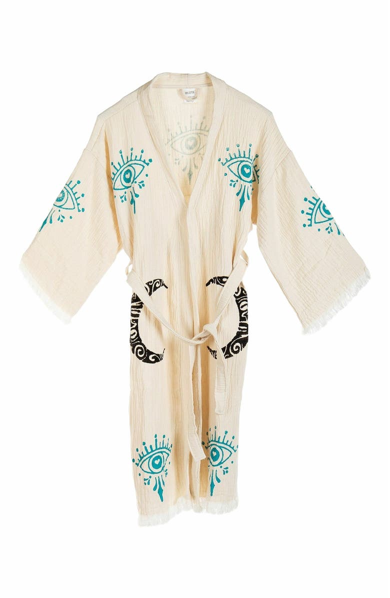 Forever & Always Shoes Maia - Moon Eye Handmade Cotton Robe Cover-Up, Main, color, Off-White