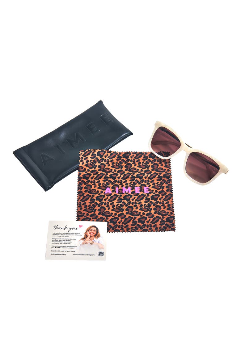 54mm Gradient Square Sunglasses, Alternate, color, BONE