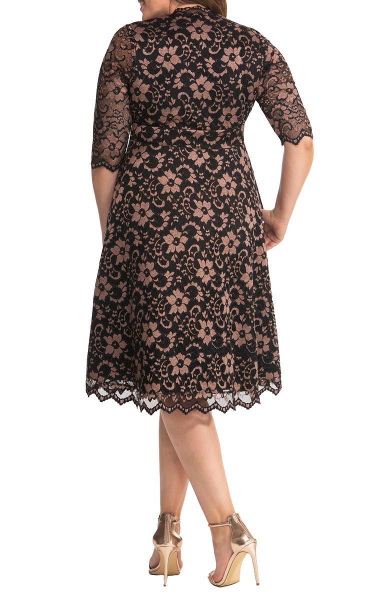 Kiyonna Mon Cheri Lace Cocktail Dress, Alternate, color, Black