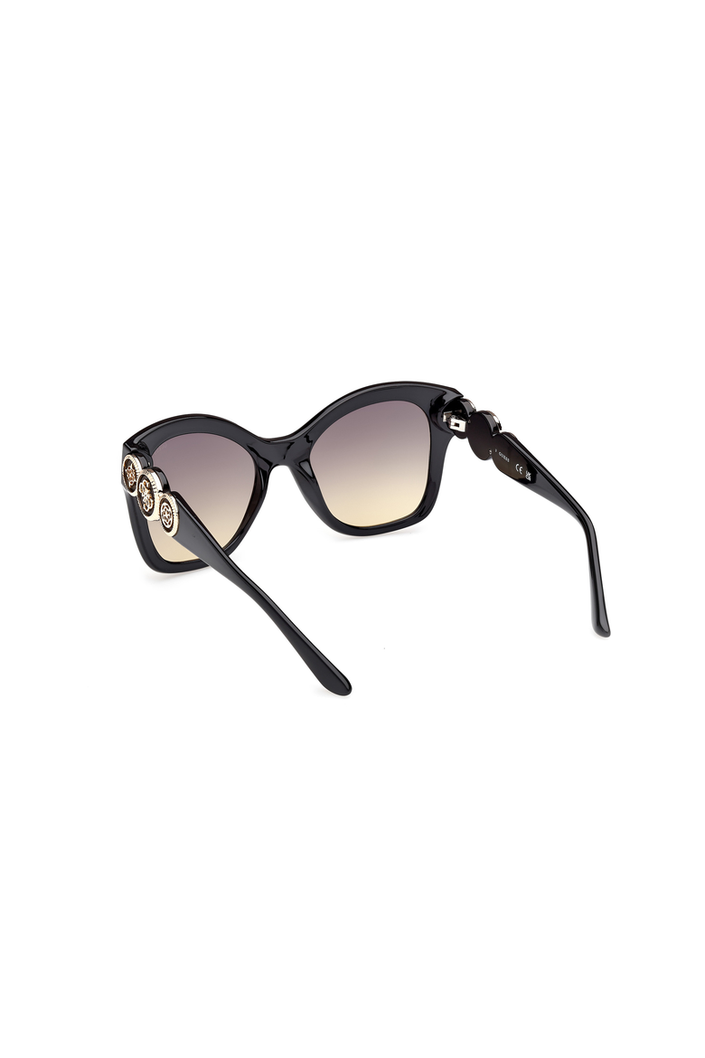 Medallion Temple Butterfly Sunglasses, Alternate, color, Black / Gradient Smoke