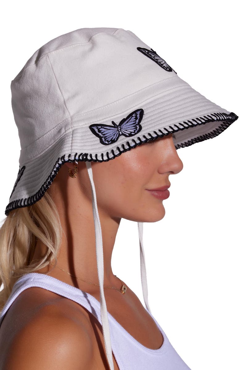 Lauren Moshi Aria Black & White Butterfly Bucket Hat, Alternate, color, White