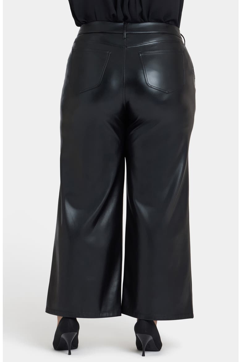 Faux Leather Wide Leg Ankle Pants, Alternate, color, BLACK