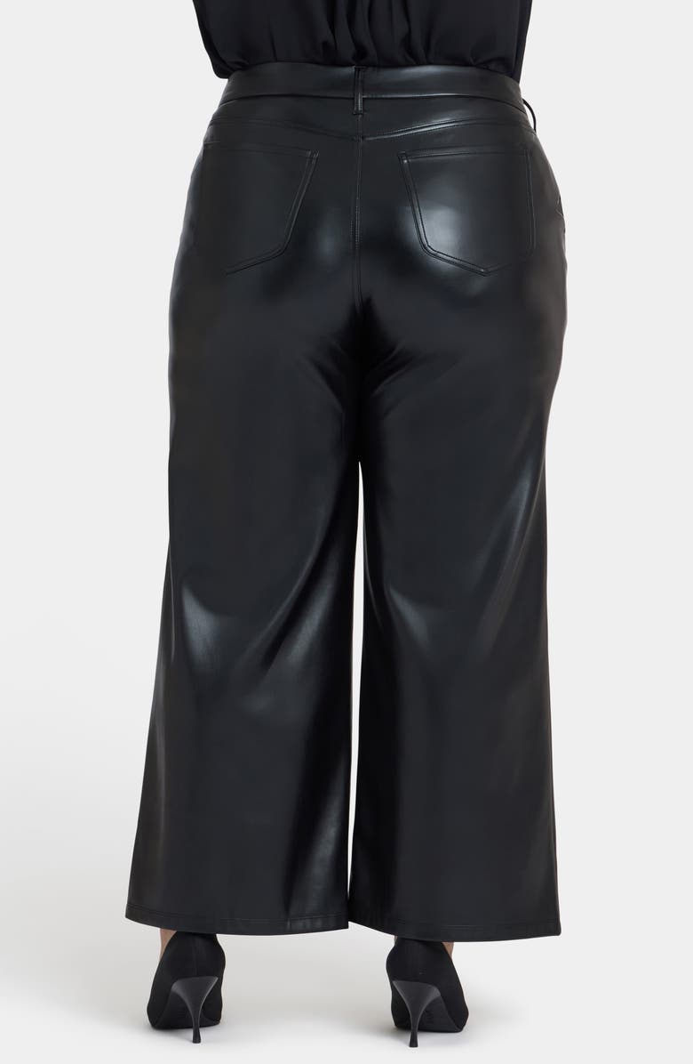 NYDJ Faux Leather Wide Leg Ankle Pants, Alternate, color, Black