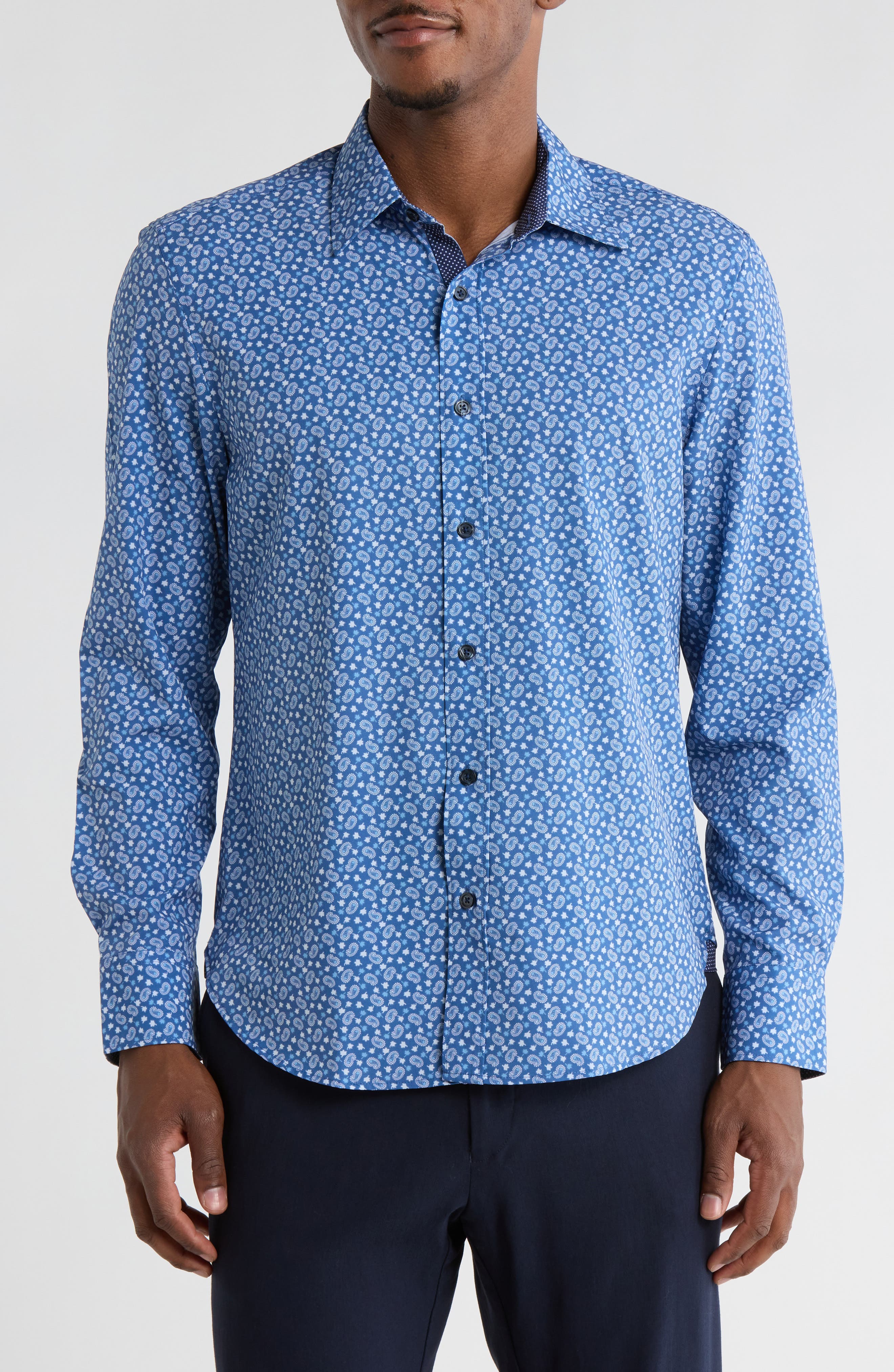 CONSTRUCT Paisley Print Stretch Dress Shirt