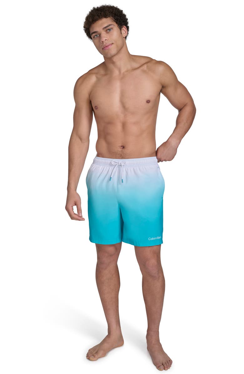 Calvin Klein Sky Gradient Core Volley Swim Trunks, Alternate, color, Atlantis